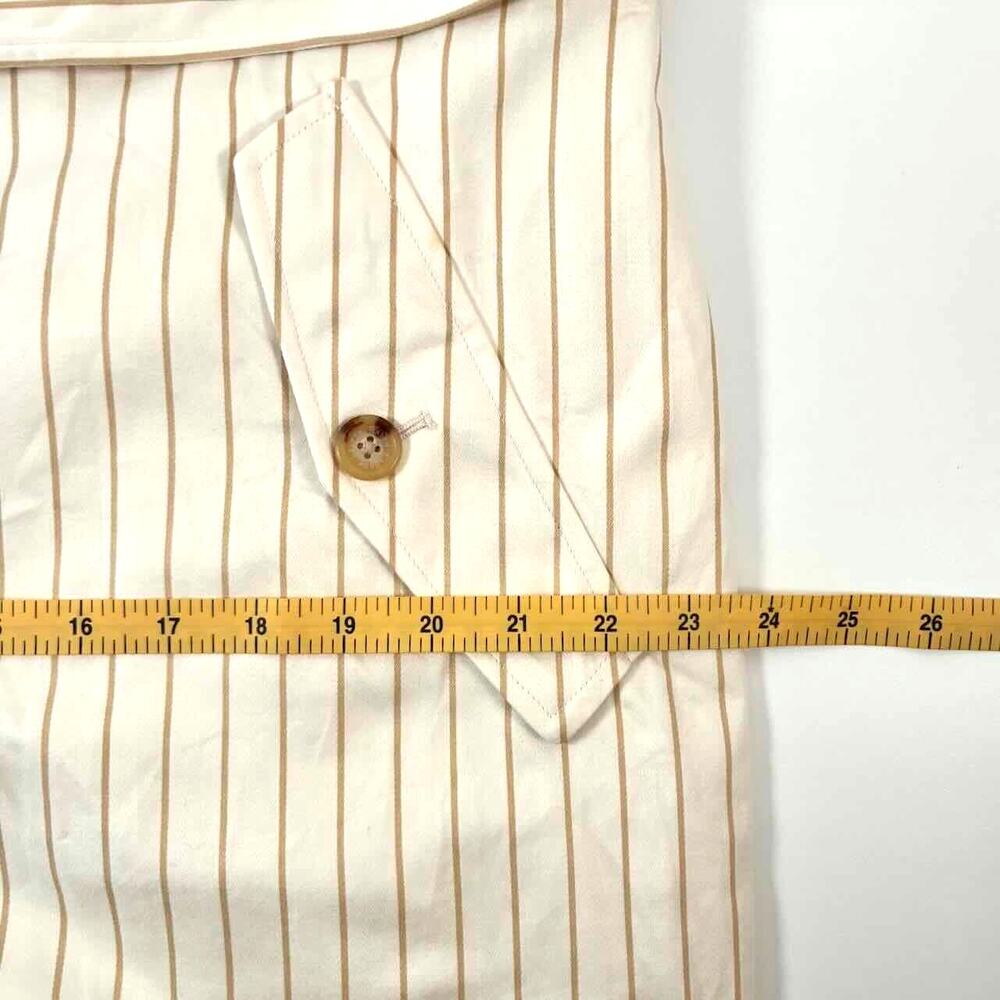 Vtg 90s Women's Ralph Lauren Cream & Tan Pinstripe Cotton Trench Coat - Size XL - Picture 8 of 10
